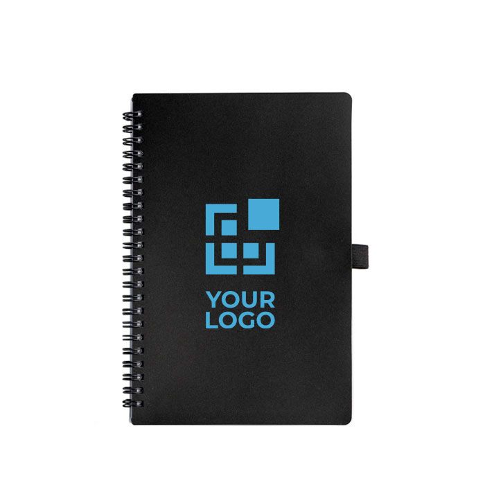Carnet avec spirales et porte-stylo A5 feuilles lignées avec zone d'impression
