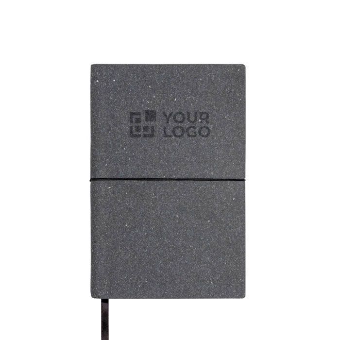 Carnet en cuir recyclé avec élastique A5 feuilles à pointillés avec zone d'impression