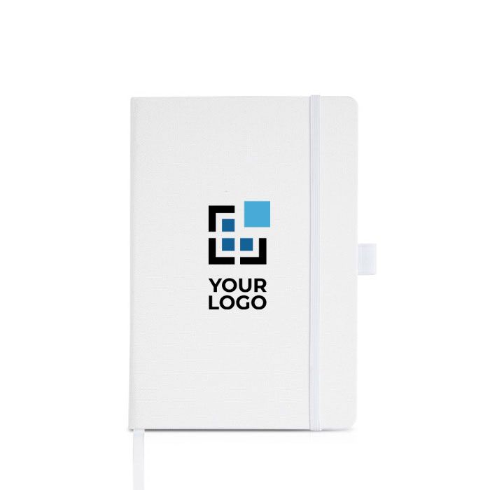 Carnet en RPET avec ruban et support pour stylo A5 pages lisses avec zone d'impression