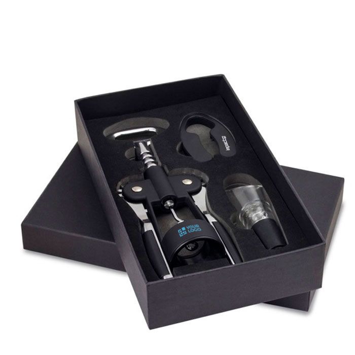 Ensemble de vin en acier inoxydable avec 3 pièces et quatre fonctions avec zone d'impression