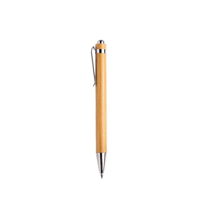 Crayon en bambou avec clip métallique et encre à écriture infinie
