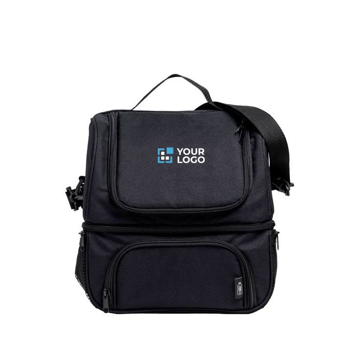 Sac isotherme à bandoulière fabriqué à partir de bouteilles recyclées avec zone d'impression