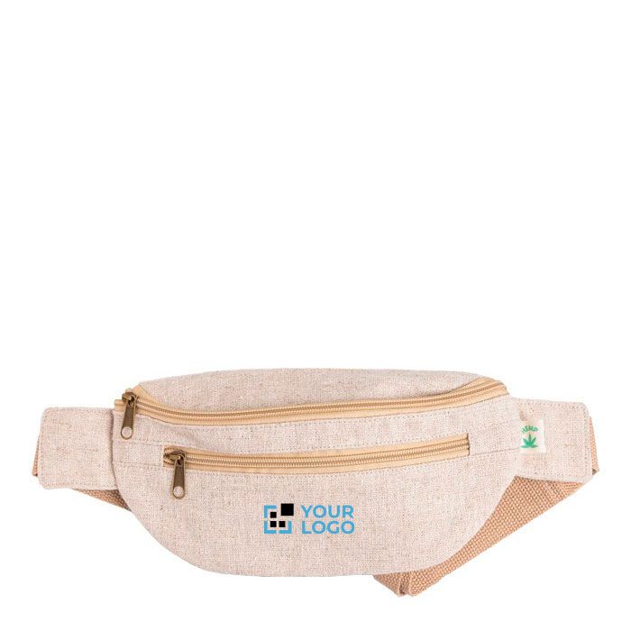 Banane en chanvre et coton avec plusieurs poches 160 g/m² avec zone d'impression