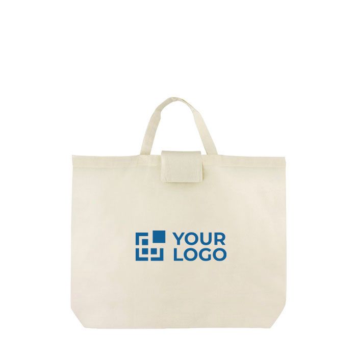 Sac pliable pour courses en coton avec poignées courtes 110 g/m² avec zone d'impression