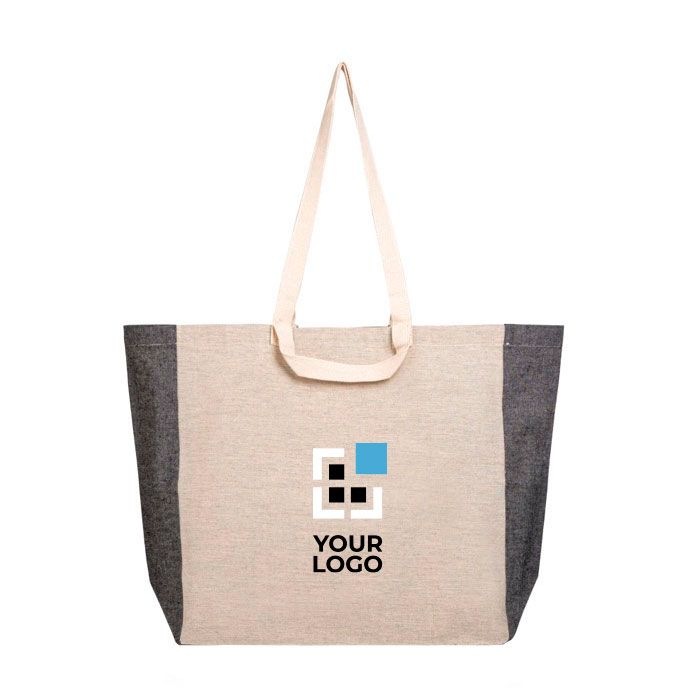 Sac en coton recyclé naturel avec côté ombré 190 g/m² avec zone d'impression