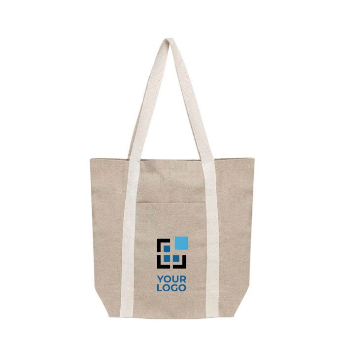 Sac de courses en coton recyclé avec poignées 310 g/m² avec zone d'impression