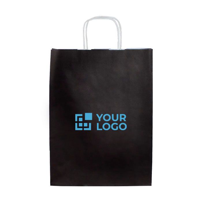 Sac en papier kraft en plusieurs couleurs avec poignées 90 g/m² avec zone d'impression