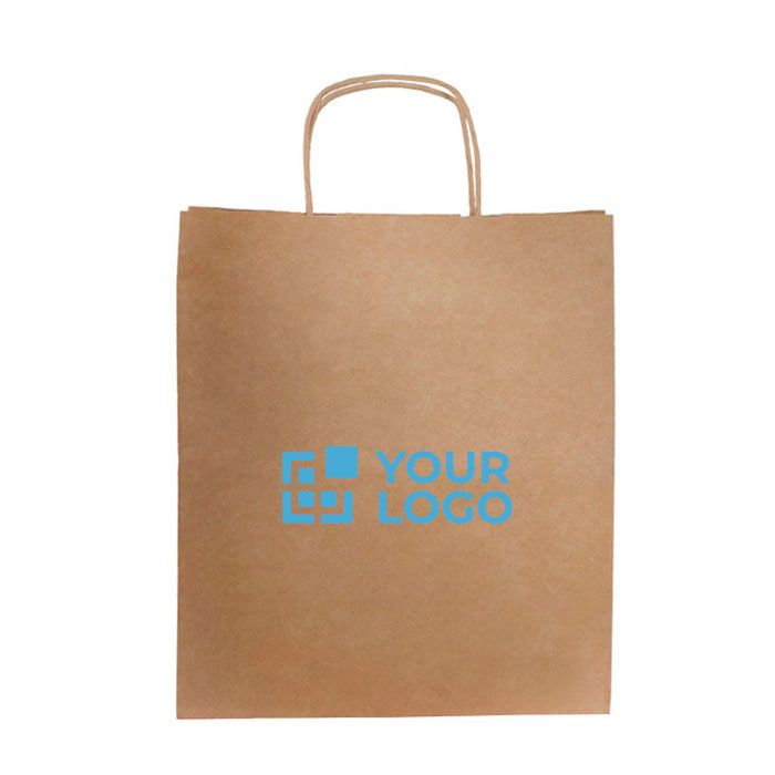 Sac classique en kraft de grande taille avec poignées 115 g/m² avec zone d'impression