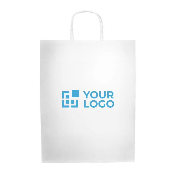 Grand sac en papier kraft avec poignées résistantes 100 g/m² avec zone d'impression