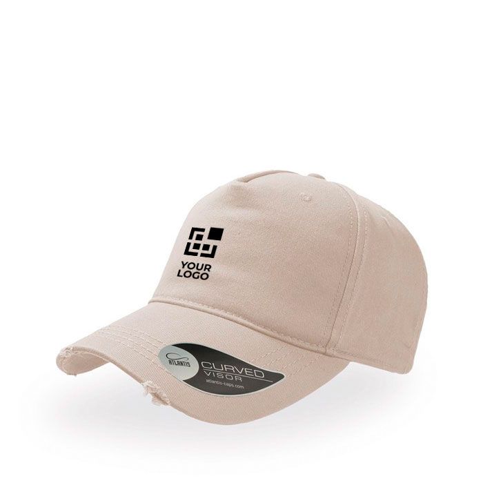 Casquette en coton effet usé à 5 panneaux avec fermeture à boucle avec zone d'impression
