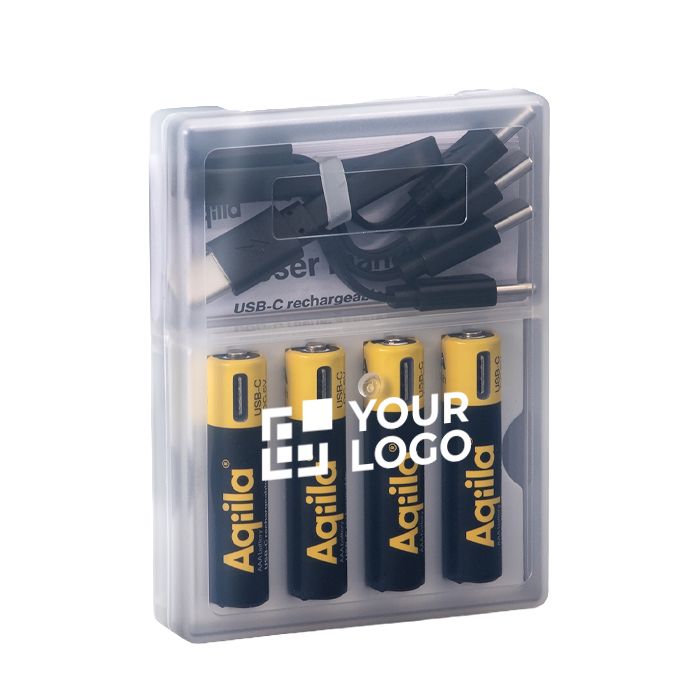 Lot de 4 piles AAA rechargeables avec connexion USB-C de 600 mAh