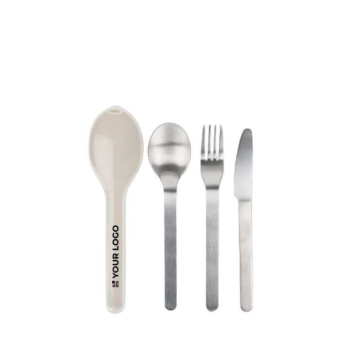 Set de 3 couverts en acier inoxydable dans un étui en plastique