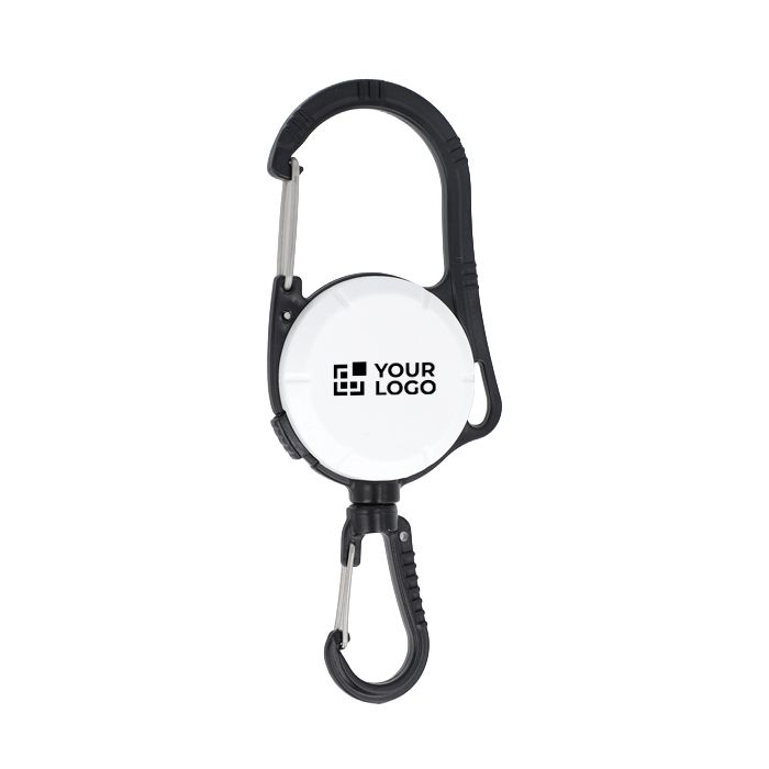 Porte-badge en plastique avec double mousqueton et cordon rétractable