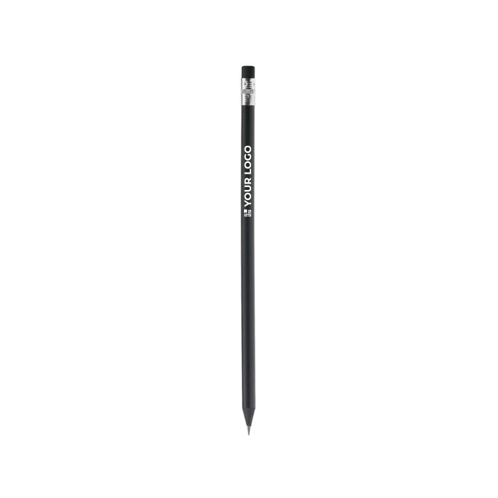 Crayon rond en bois noir avec gomme assortie