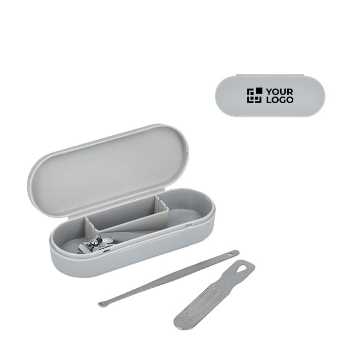 Set de manucure en étui compact en plastique, 3 pièces