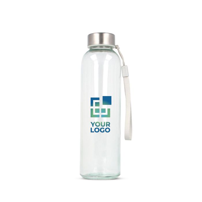 Gourde en verre transparente avec bouchon anti-fuite et sangle 500 ml