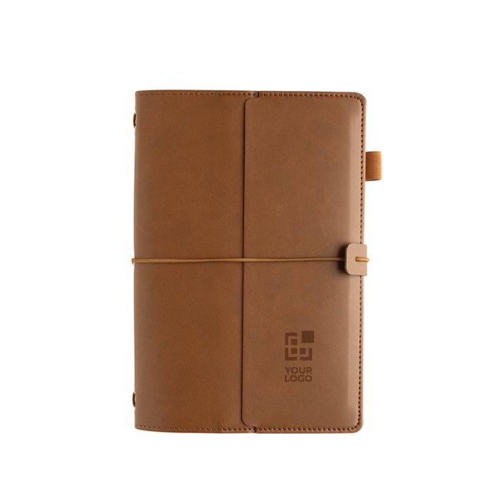 Carnet rechargeable A5 en PU avec poches et élastique, pages lignées