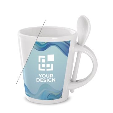Sublimation tasse avec image circulaire et cuillère 350ml Sublimcon