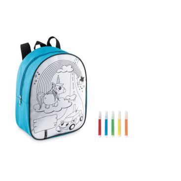 Sac à dos à colorier pour enfants couleur  turquoise