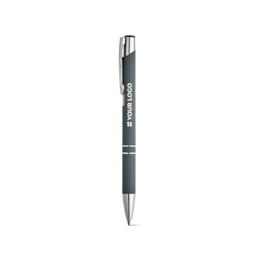 Stylo avec logo en alu avec corps caoutchouté et encre noire Glober