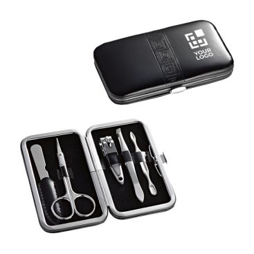 Set de manucure exclusif en similicuir noir avec 5 pièces Nerobox