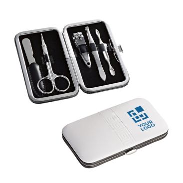Kit manucure exclusif en similicuir blanc composé de 5 pièces Blancbox