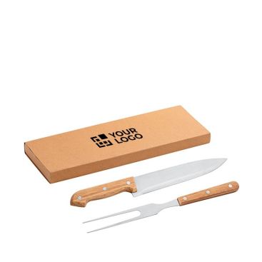 Set pour barbecue avec couteau et fourchette vue avec zone d'impression