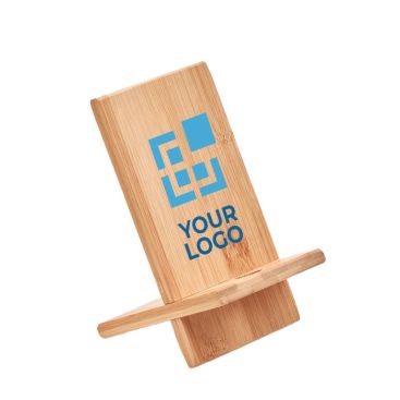 Support de portable personnalisé en bambou avec zone d'impression