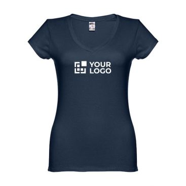 T-shirt floqué avec col V pour femme 150 g/m2 avec zone d'impression