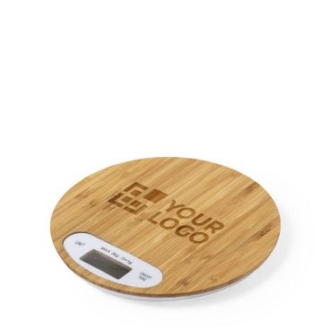 Balance de cuisine en bambou publicitaire couleur ivoire
