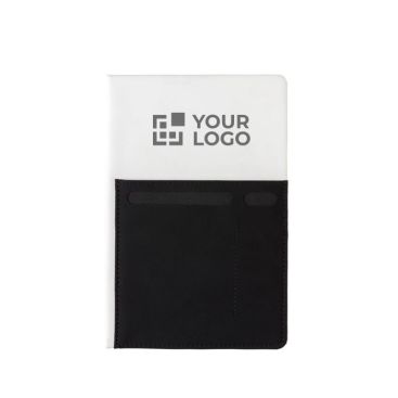 Carnet avec trois pochettes intégrées avec zone d'impression
