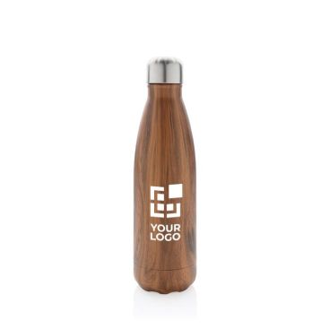 Gourde publicitaire avec design imitation bois avec zone d'impression