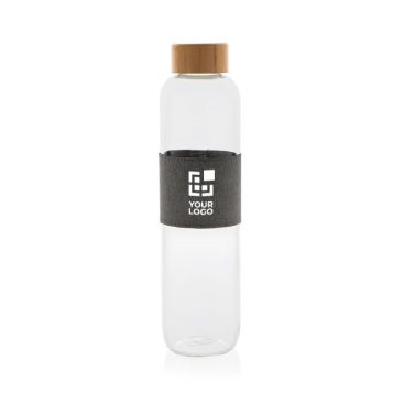 Gourde en verre avec bouchon en bambou couleur transparent
