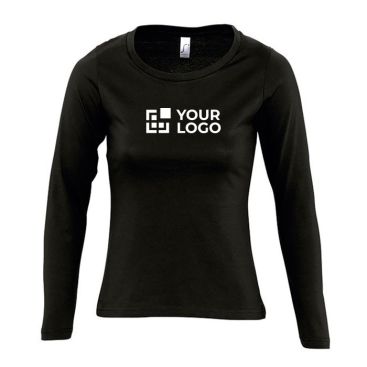 T-shirt femme à manches longues avec logo avec zone d'impression