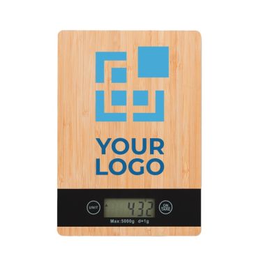 Balance publicitaire de cuisine en bambou couleur bois