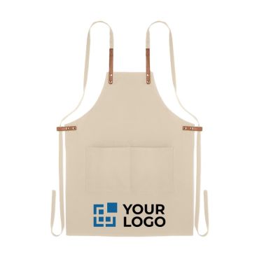 Tablier personnalisé en coton organique couleur beige première vue
