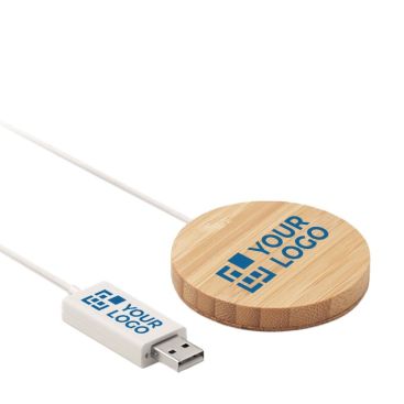 Chargeur magnétique sans fil en bambou couleur bois première vue