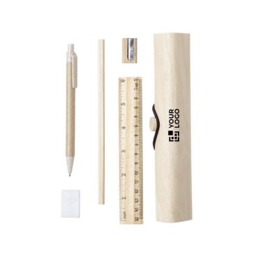 Trousse en bois naturel avec 5 accessoires