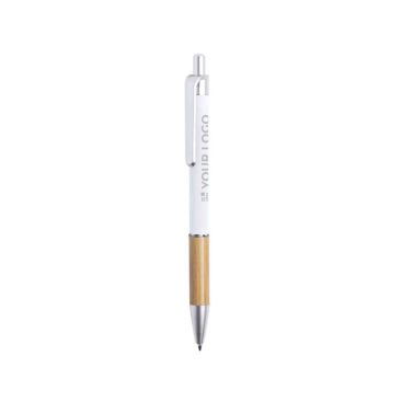Stylo personnalisé en bambou et métal avec zone d'impression
