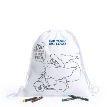 Sac cordon avec coloriage et crayons de cire