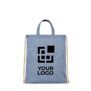 Sac cordon publicitaire avec anse vue avec zone d'impression