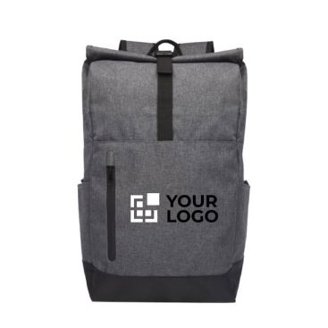 Sac à dos avec une finition grise et noire avec zone d'impression