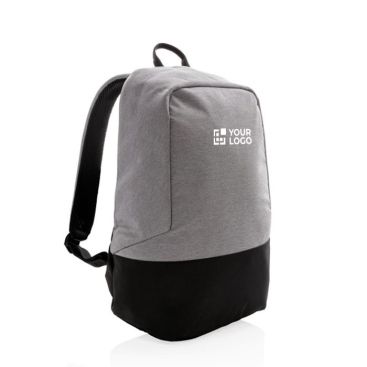 Sac à dos antivol personnalisé couleur gris avec zone d'impression