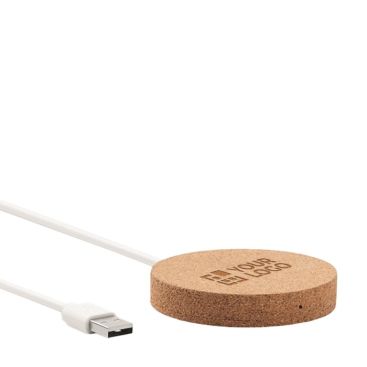 Chargeur personnalisé rond en liège couleur beige
