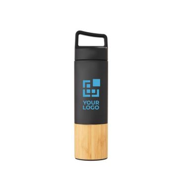 Bouteille isotherme avec détail en bambou avec zone d'impression