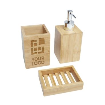 Ensemble de trois accessoires de salle de bain couleur naturel
