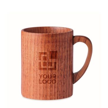 Tasse publicitaire en bois de chêne gravée