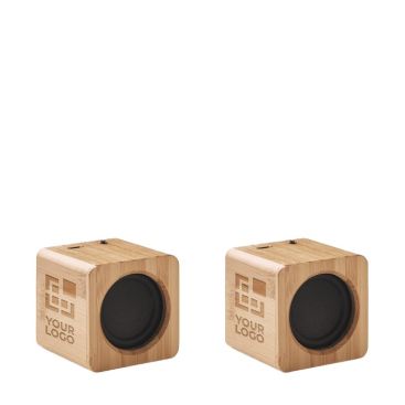 2 enceintes avec boîtier en bambou