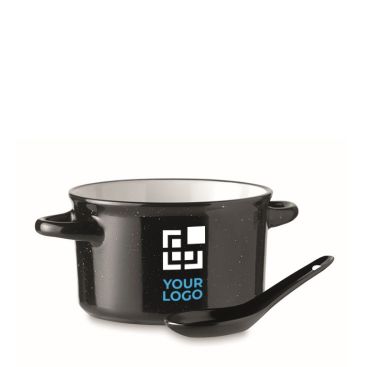 Grande tasse en céramique avec cuillère couleur noir