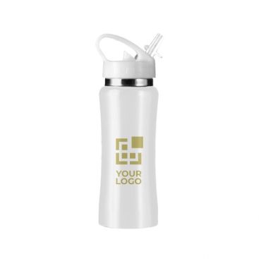 Gourde en acier avec poignée et bec verseur couleur blanc avec zone d'impression